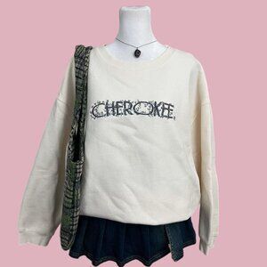 vintage 90s cream cozy cottagecore coquette embroidered logo sweatshirt